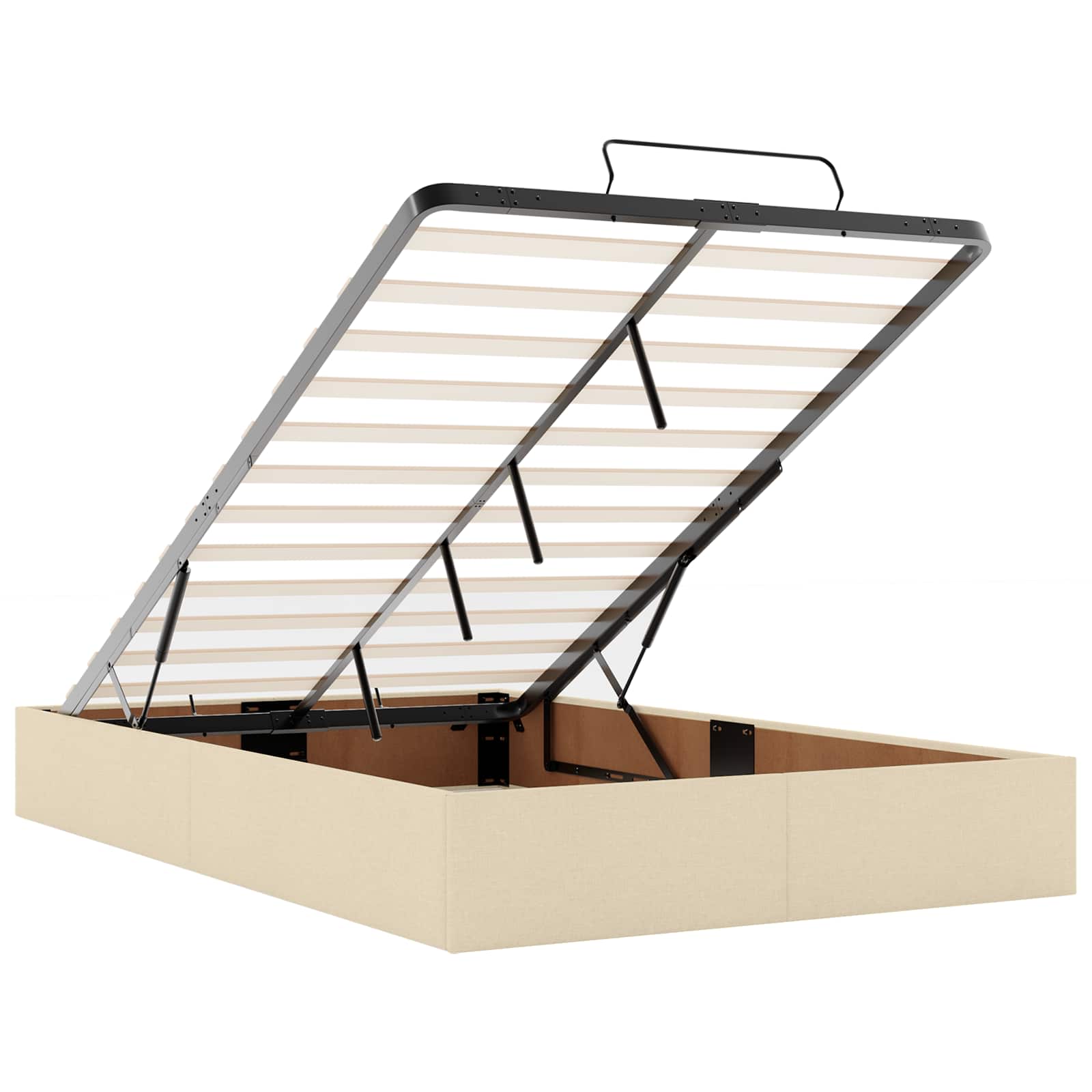 Ottoman Bed met Matrassen en LED Crèmekleurig 120 x 200 cm Stof