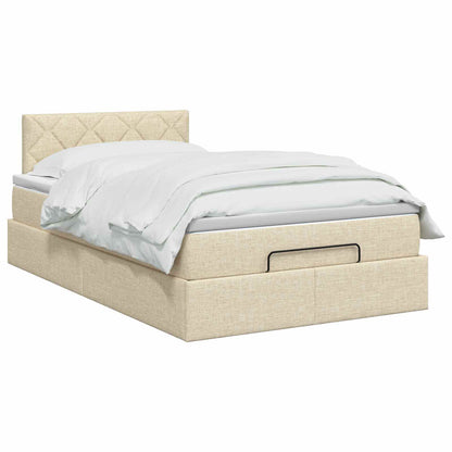 Ottoman Bed met Matrassen en LED Crèmekleurig 120 x 200 cm Stof