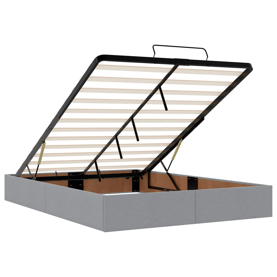 Ottoman Bed met Matrassen en LED Lichtgrijs 160 x 200 cm Stof