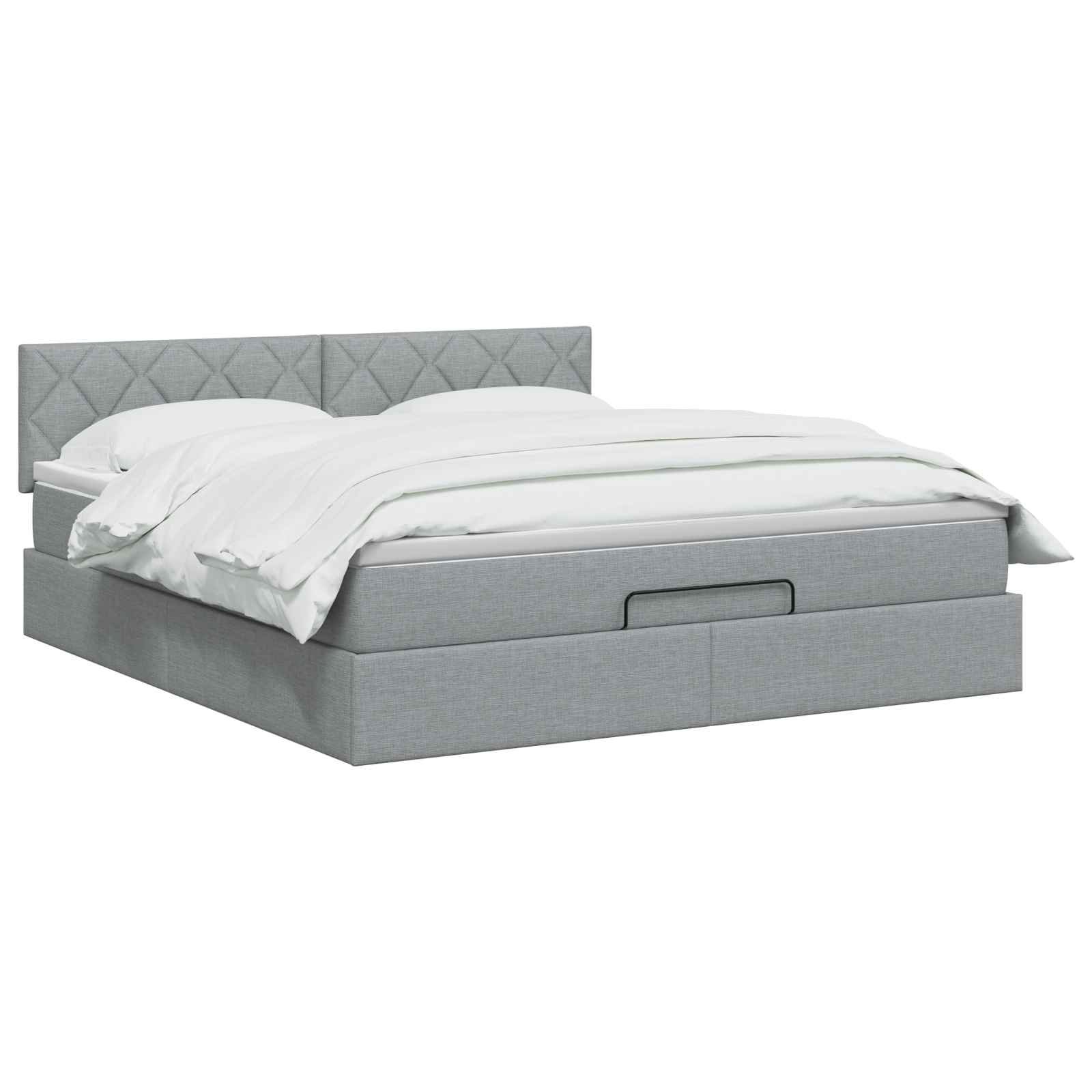Ottoman Bed met Matrassen en LED Lichtgrijs 160 x 200 cm Stof