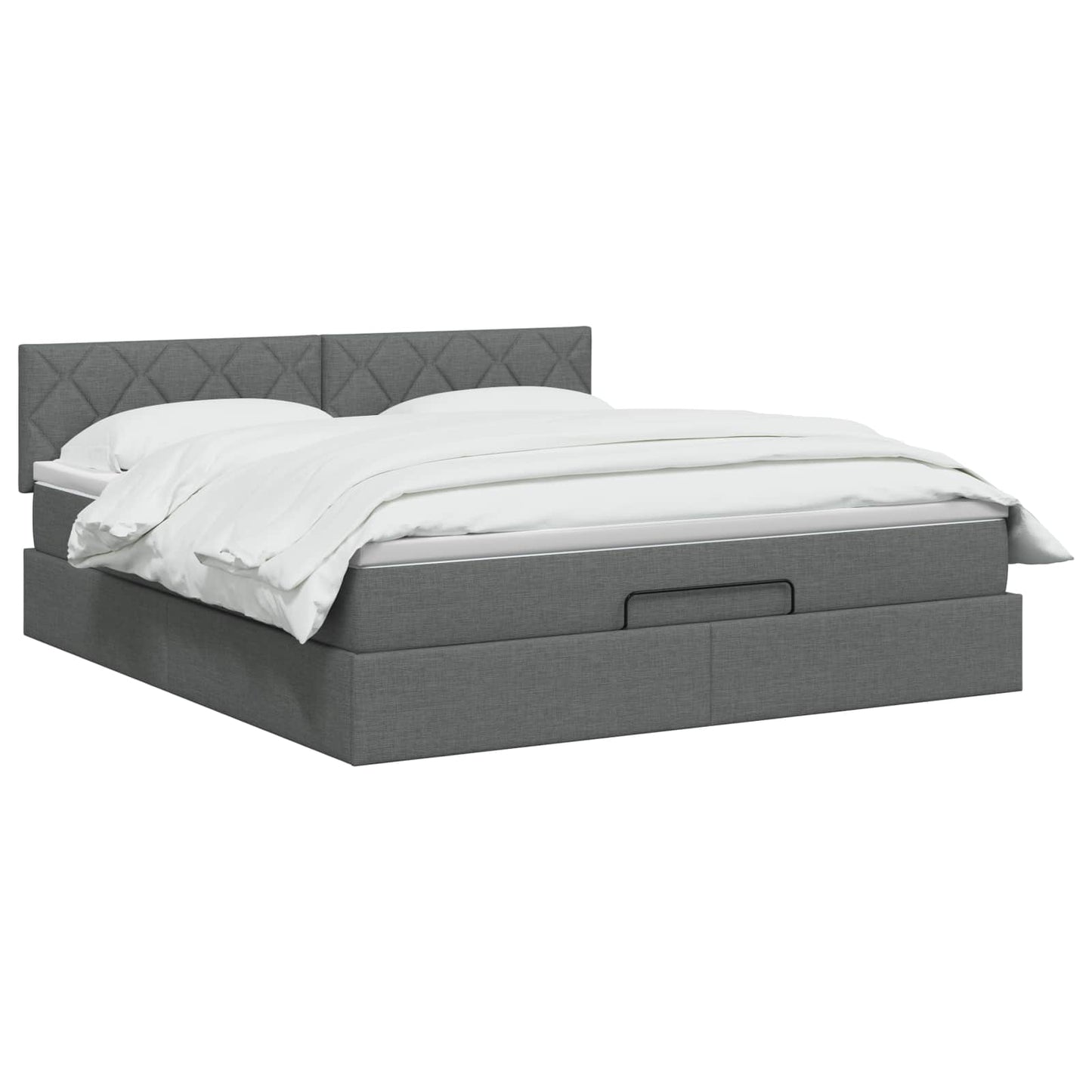 Ottoman Bed met Matrassen en LED Donkergrijs 160 x 200 cm Stof