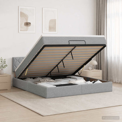 Ottoman bed met matras Lichtgrijs 140 x 190 cm Stof