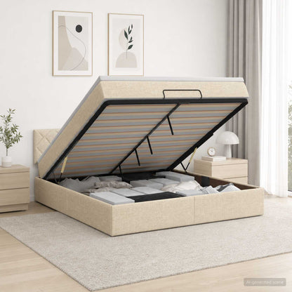 Ottoman bed met matras Crèmekleurig 180 x 200 cm Stof