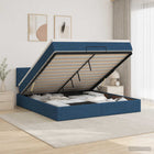 Ottoman bed met matras 140x200 cm blauw stof