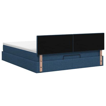 Ottoman Bed met Matrassen en LED Blauw 180 x 200 cm Stof