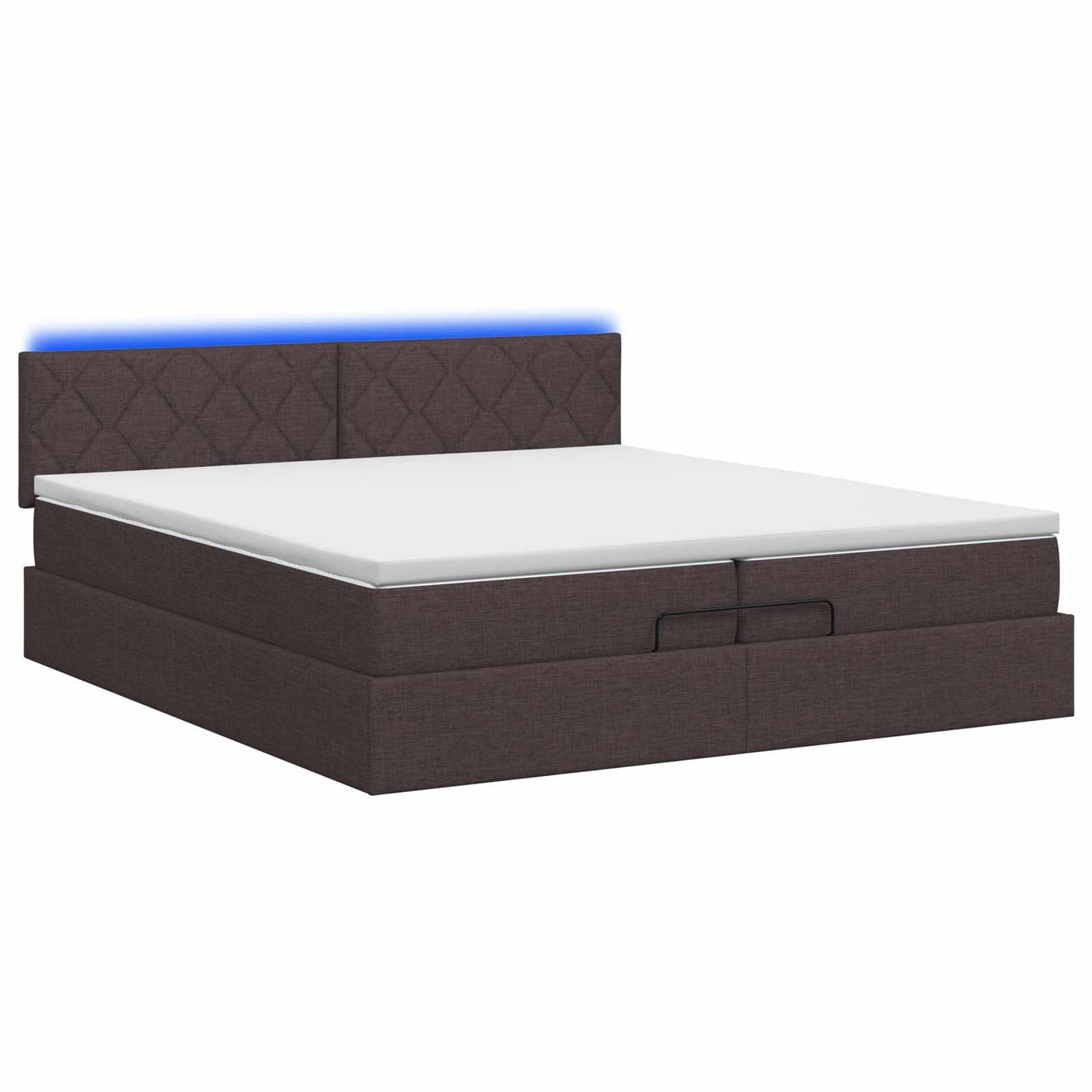 Ottoman Bed met Matrassen en LED Donkerbruin 200 x 200 cm Stof
