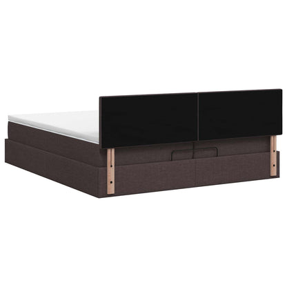 Ottoman Bed met Matrassen en LED Donkerbruin 200 x 200 cm Stof