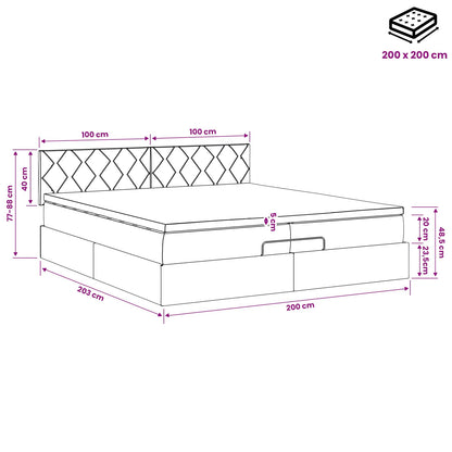 Ottoman Bed met Matrassen en LED Donkerbruin 200 x 200 cm Stof