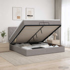 Ottoman bed 200x200 cm taupe met opbergruimte en hoofdeinde