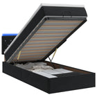 Ottoman Bed met Matrassen en LED Zwart 90 x 190 cm fluweel