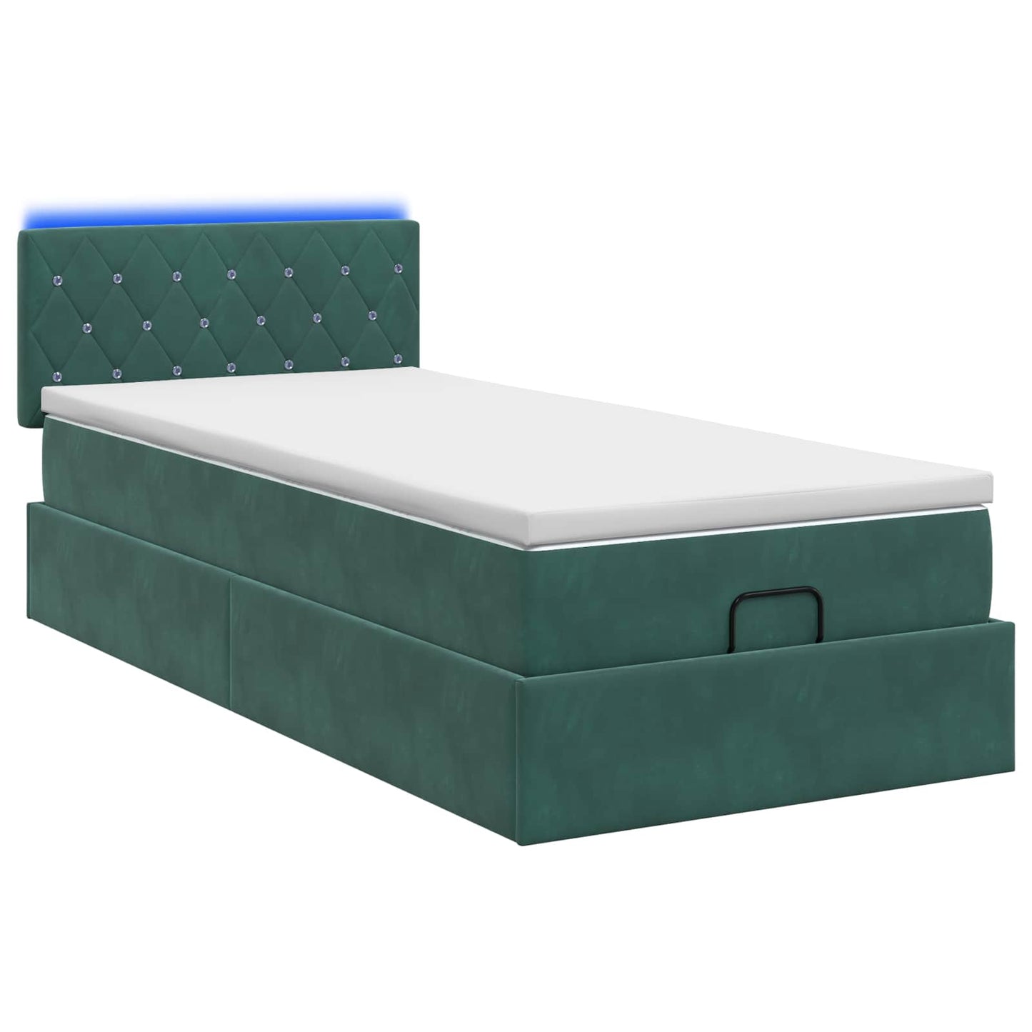 Ottoman Bed met Matrassen en LED Donkergroen 100 x 200 cm