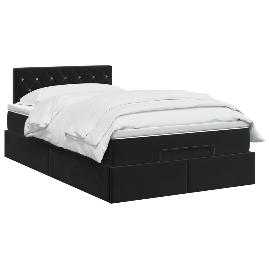 Ottoman Bed met Matrassen en LED Zwart 120 x 190 cm fluweel