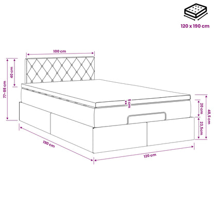 Ottoman Bed met Matrassen en LED Roze 120 x 190 cm fluweel