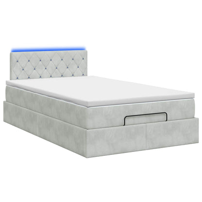 Ottoman Bed met Matrassen en LED Lichtgrijs 120 x 200 cm