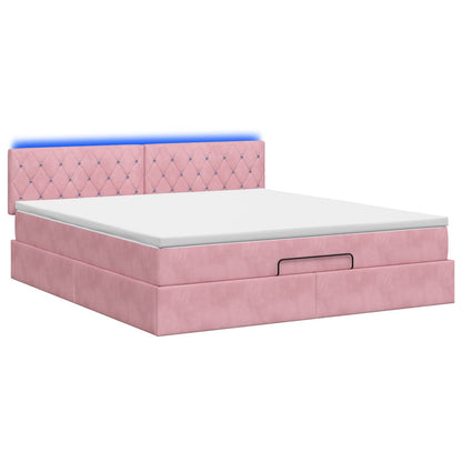 Ottoman Bed met Matrassen en LED Roze 140 x 200 cm fluweel