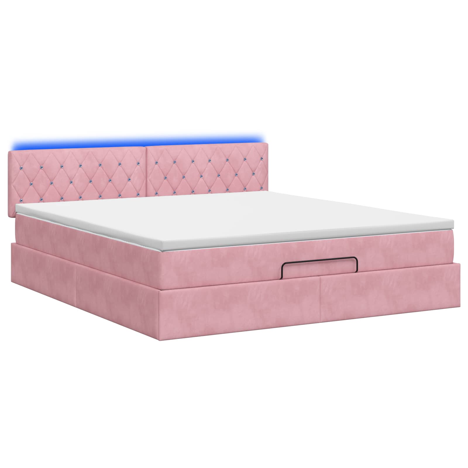 Ottoman Bed met Matrassen en LED Roze 160 x 200 cm fluweel