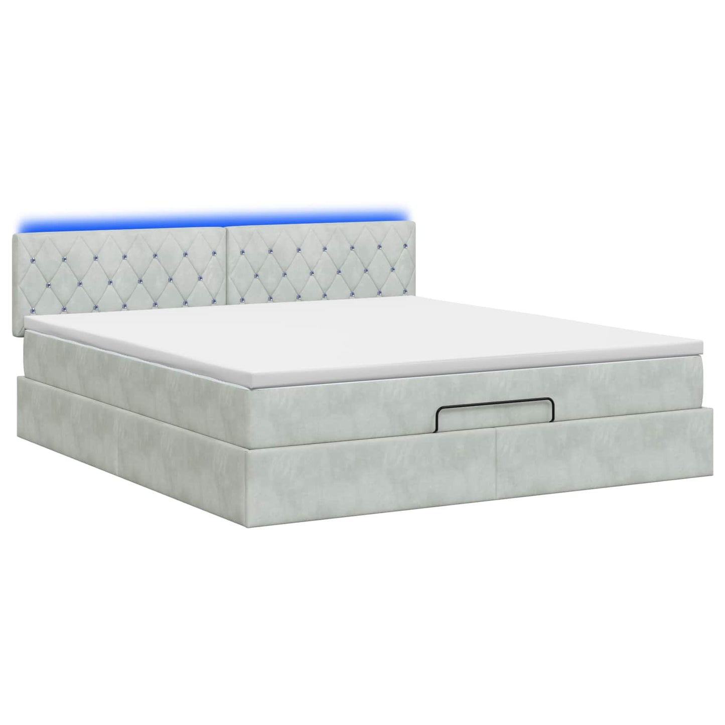 Ottoman Bed met Matrassen en LED Lichtgrijs 180 x 200 cm
