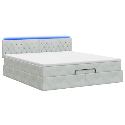 Ottoman Bed met Matrassen en LED Lichtgrijs 180 x 200 cm