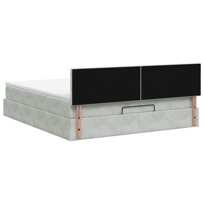 Ottoman Bed met Matrassen en LED Lichtgrijs 180 x 200 cm