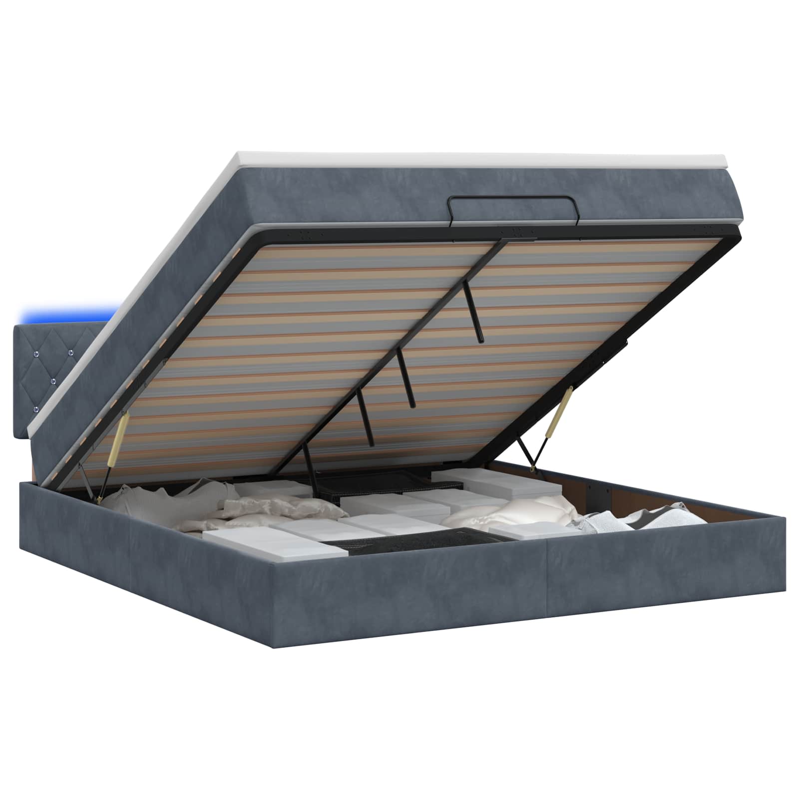 Ottoman Bed met Matrassen en LED Donkergrijs 180 x 200 cm