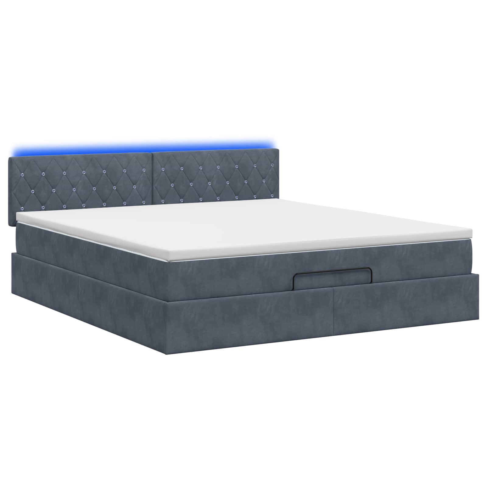 Ottoman Bed met Matrassen en LED Donkergrijs 180 x 200 cm