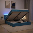 Ottoman bed 160x200 cm donkerblauw met matras en led