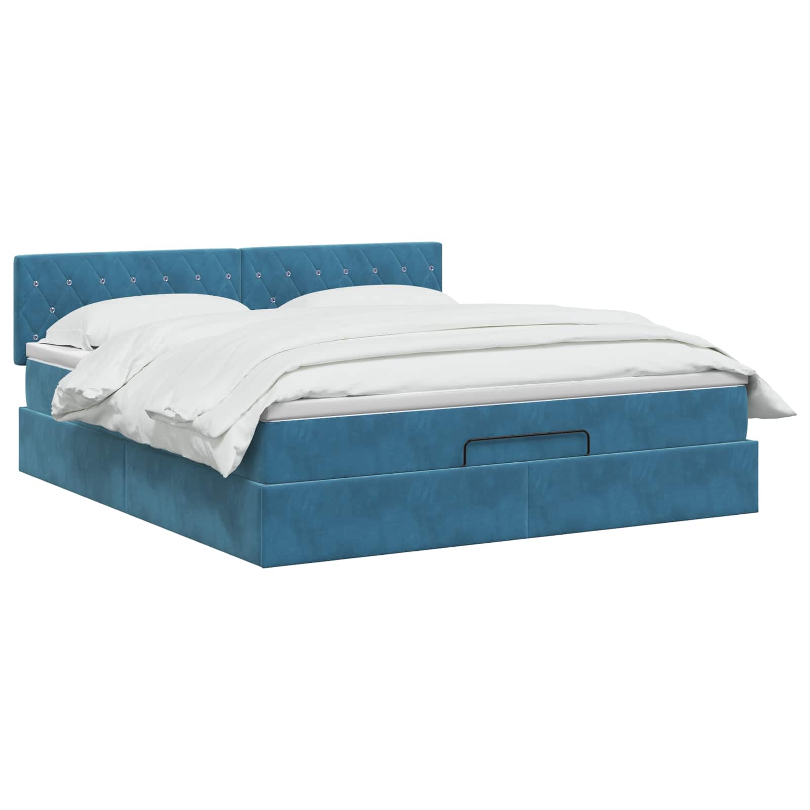 Ottoman Bed met Matrassen en LED Donkerblauw 180 x 200 cm