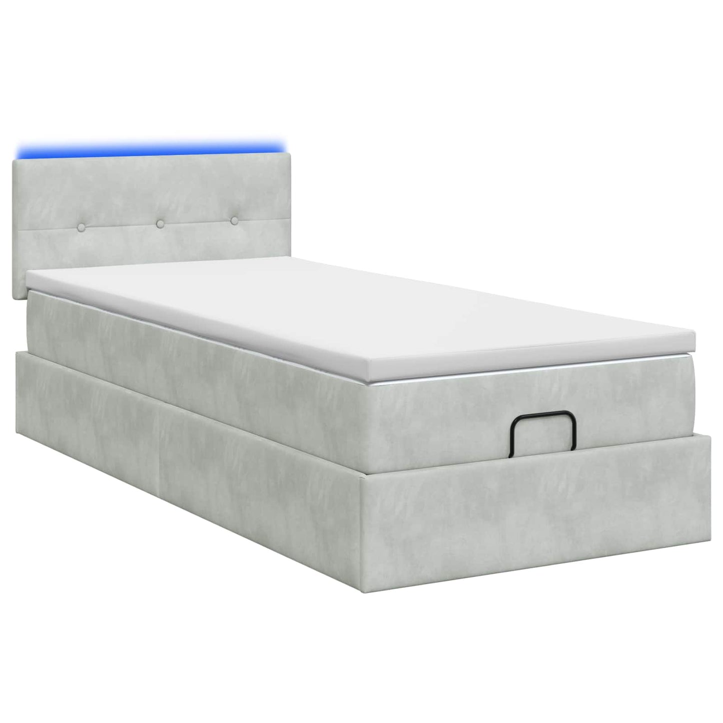 Ottoman Bed met Matrassen en LED Lichtgrijs 80 x 200 cm fluweel