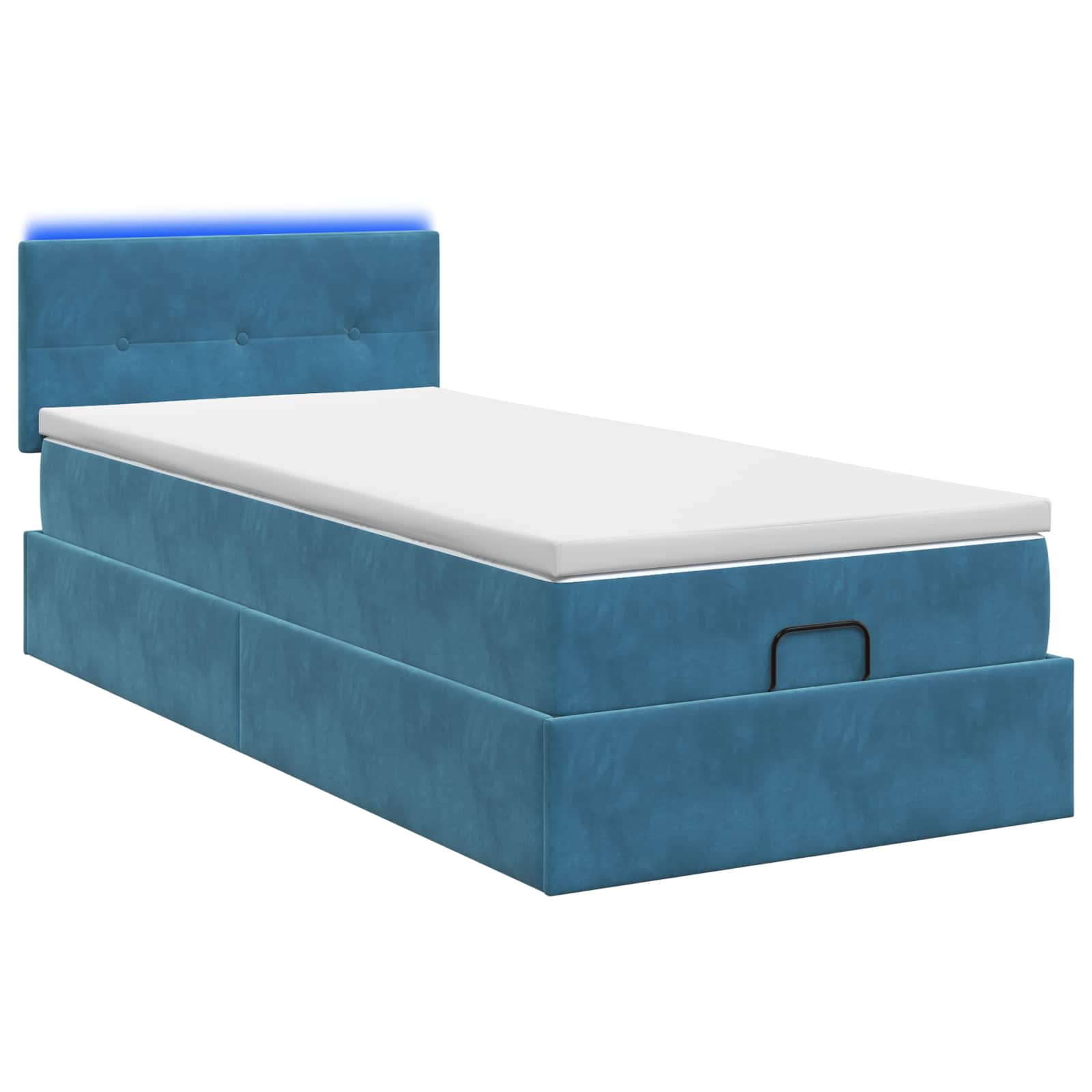 Ottoman Bed met Matrassen en LED Donkerblauw 80 x 200 cm