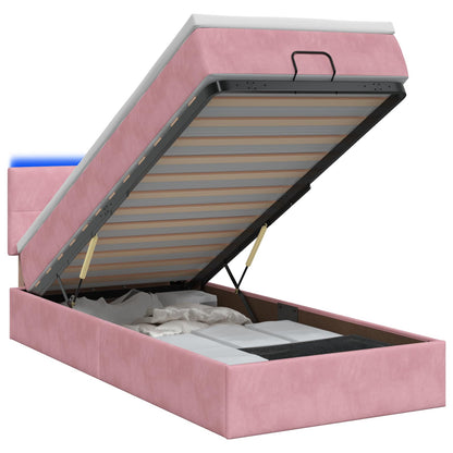 Ottoman Bed met Matrassen en LED Roze 80 x 200 cm fluweel