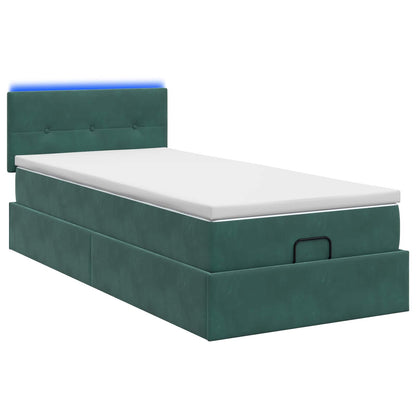 Ottoman Bed met Matrassen en LED Donkergroen 100 x 200 cm