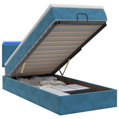 Ottoman Bed met Matrassen en LED Donkerblauw 100 x 200 cm