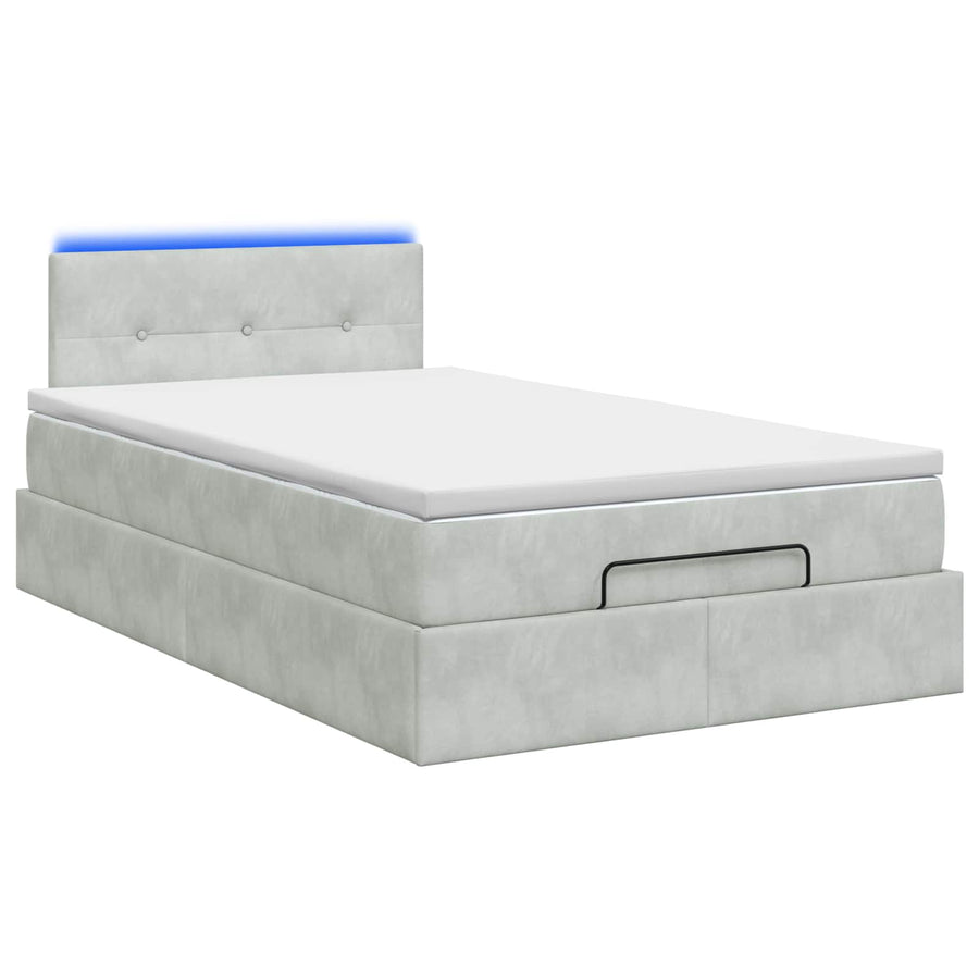 Ottoman Bed met Matrassen en LED Lichtgrijs 120 x 190 cm