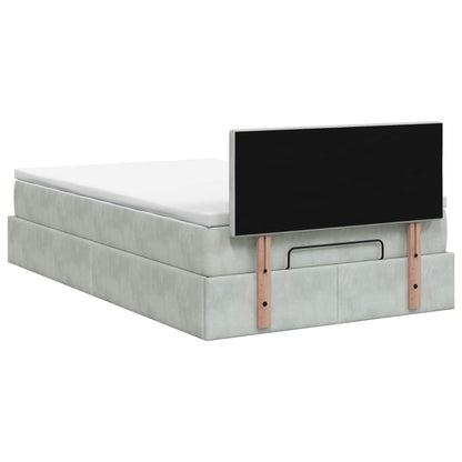 Ottoman Bed met Matrassen en LED Lichtgrijs 120 x 190 cm