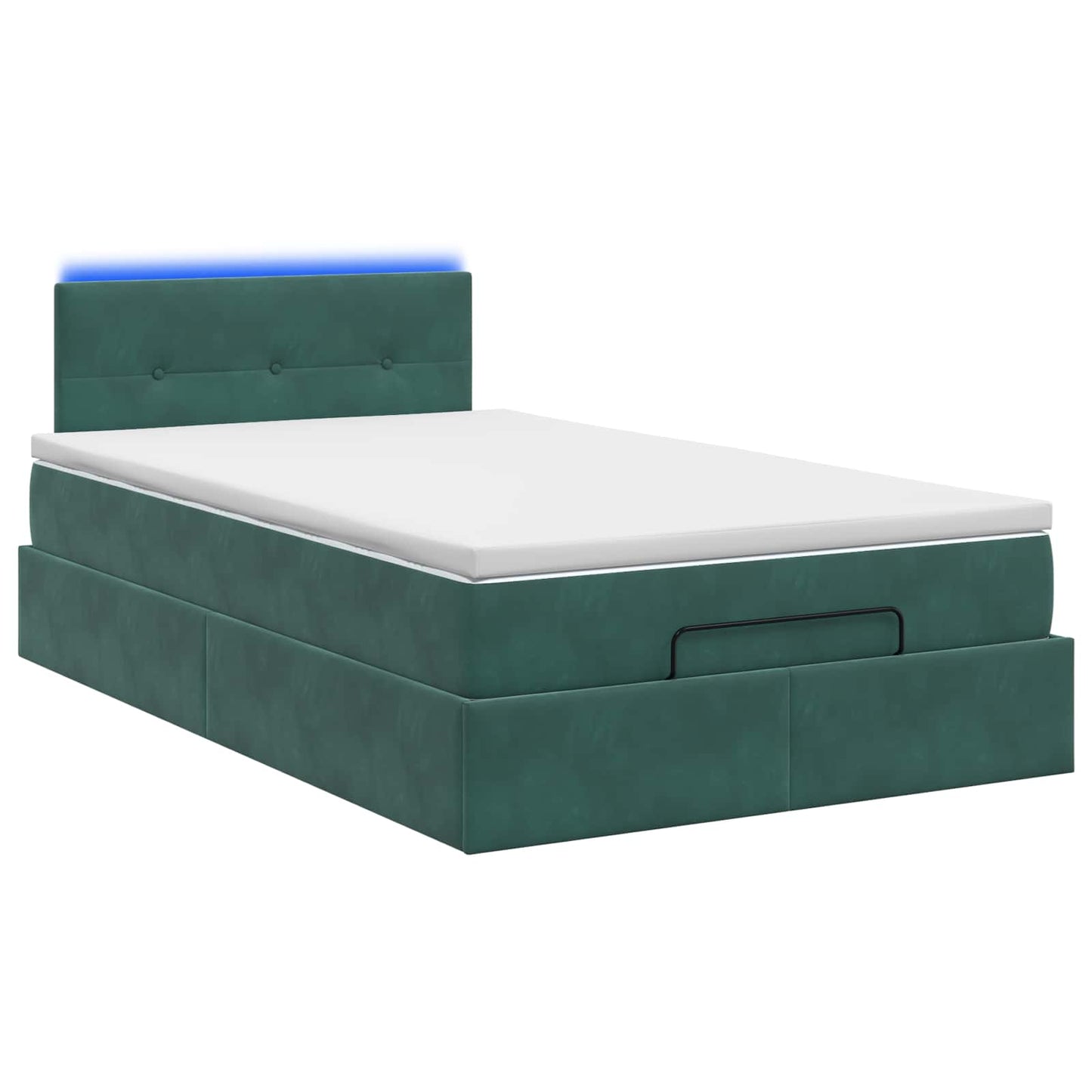 Ottoman Bed met Matrassen en LED Donkergroen 120 x 190 cm