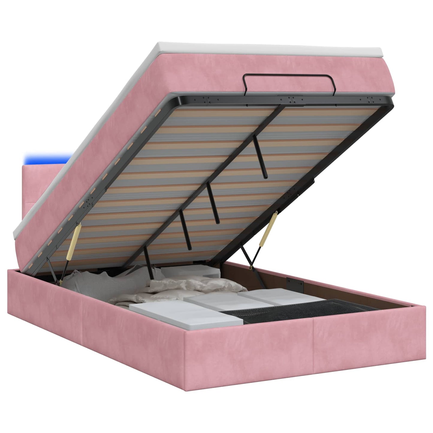 Ottoman Bed met Matrassen en LED Roze 120 x 190 cm fluweel