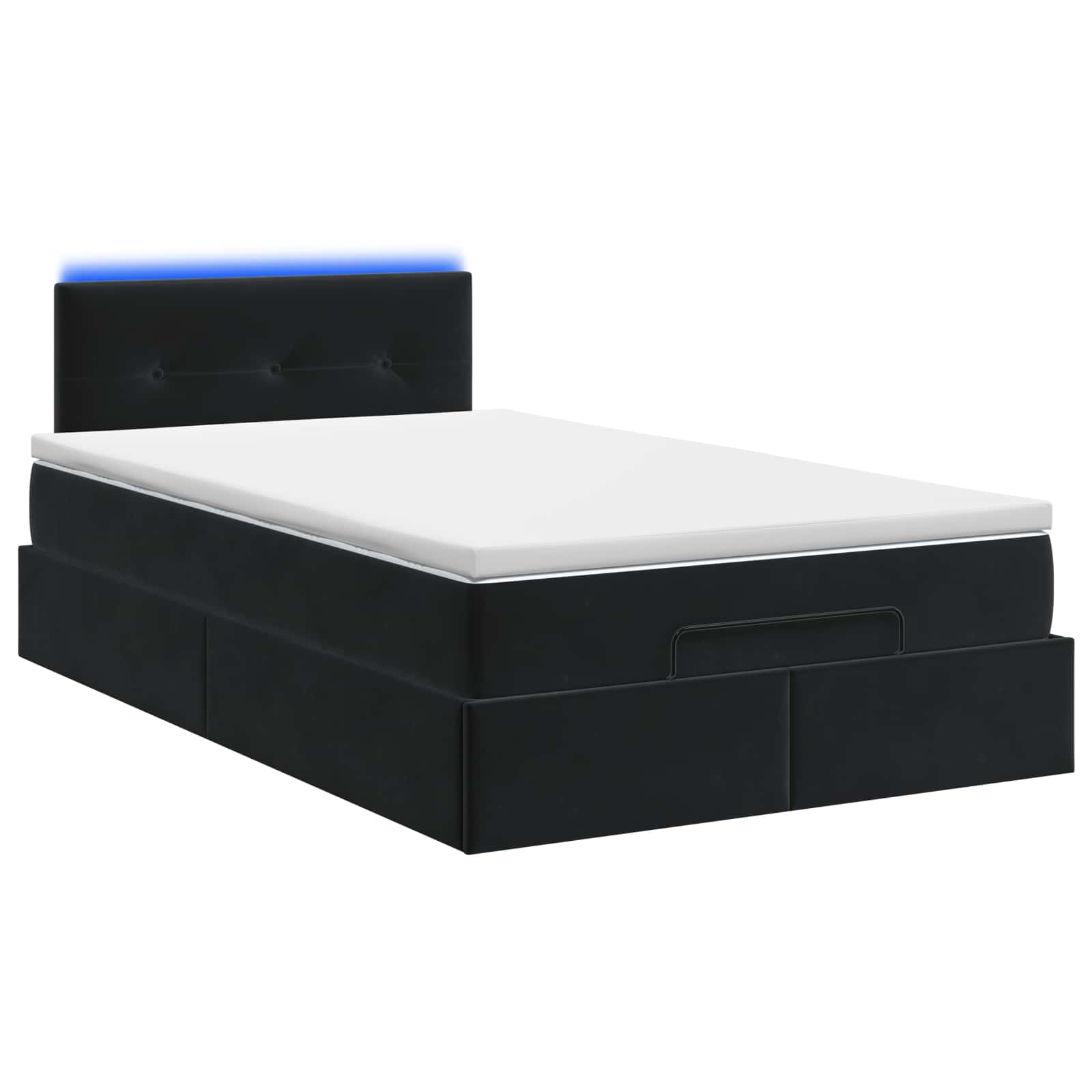Ottoman Bed met Matrassen en LED Zwart 120 x 200 cm fluweel