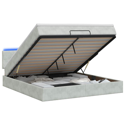 Ottoman Bed met Matrassen en LED Lichtgrijs 140 x 190 cm