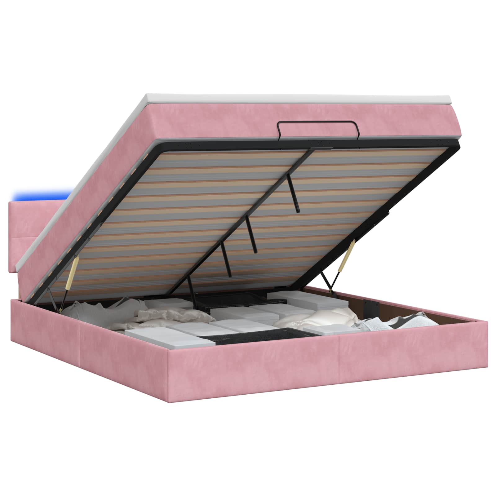 Ottoman Bed met Matrassen en LED Roze 140 x 200 cm fluweel