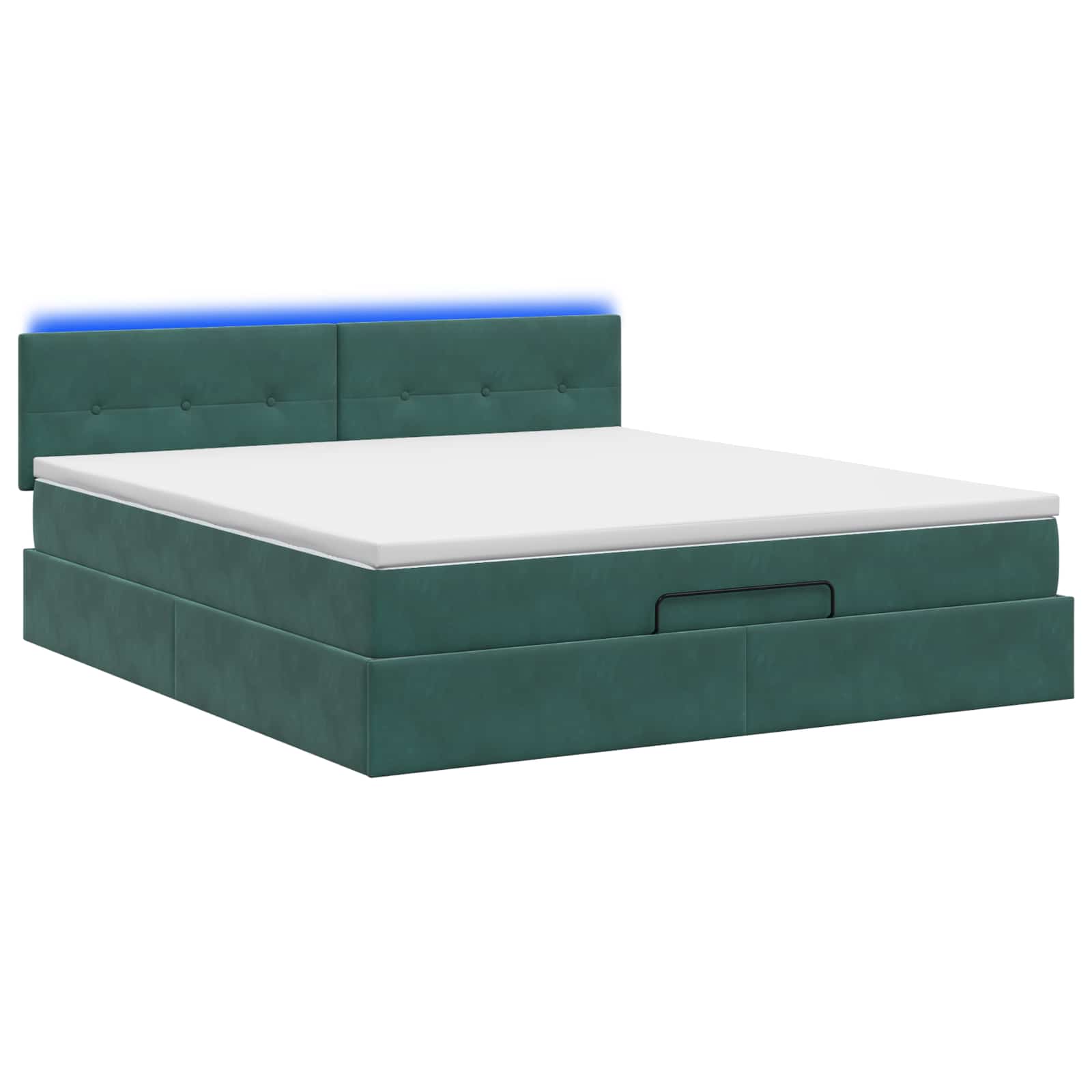 Ottoman Bed met Matrassen en LED Donkergroen 160 x 200 cm