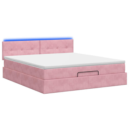 Ottoman Bed met Matrassen en LED Roze 180 x 200 cm fluweel