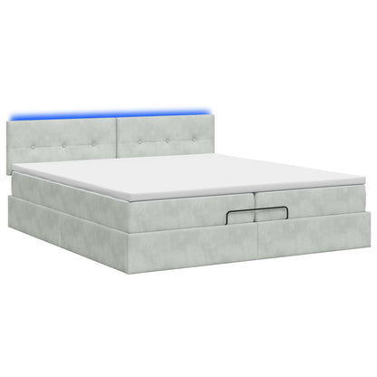 Ottoman Bed met Matrassen en LED Lichtgrijs 200 x 200 cm