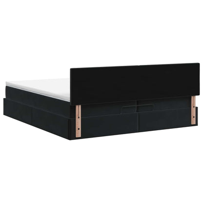Ottoman Bed met Matrassen en LED Zwart 200 x 200 cm fluweel