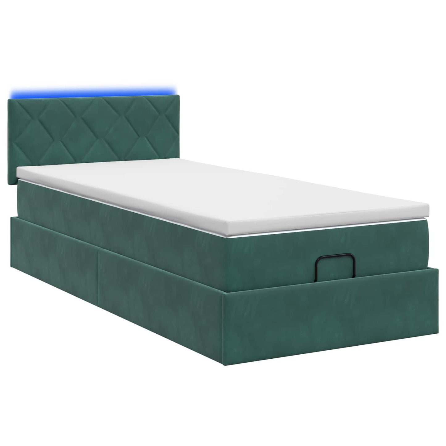 Ottoman Bed met Matrassen en LED Donkergroen 80 x 200 cm