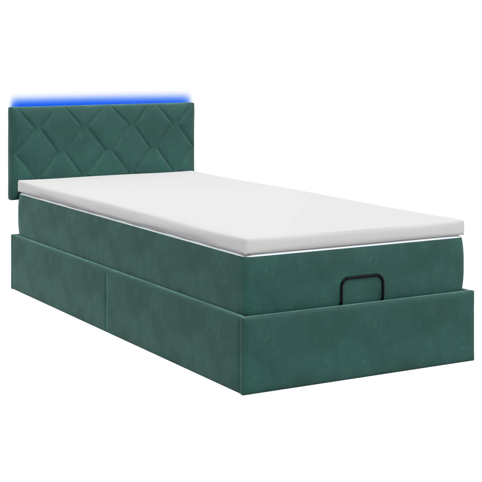 Ottoman Bed met Matrassen en LED Donkergroen 80 x 200 cm