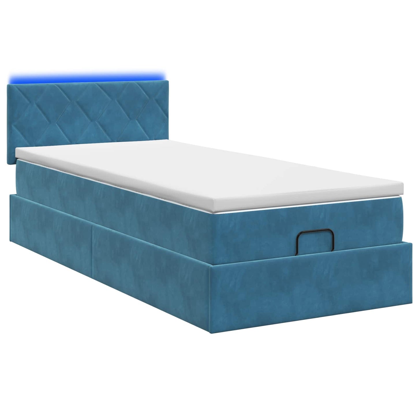 Ottoman Bed met Matrassen en LED Donkerblauw 80 x 200 cm