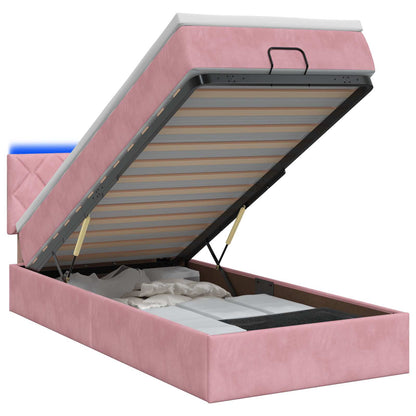 Ottoman Bed met Matrassen en LED Roze 80 x 200 cm fluweel