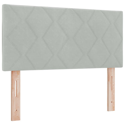 Ottoman Bed met Matrassen en LED Lichtgrijs 90 x 190 cm fluweel
