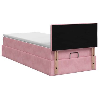 Ottoman Bed met Matrassen en LED Roze 90 x 190 cm fluweel