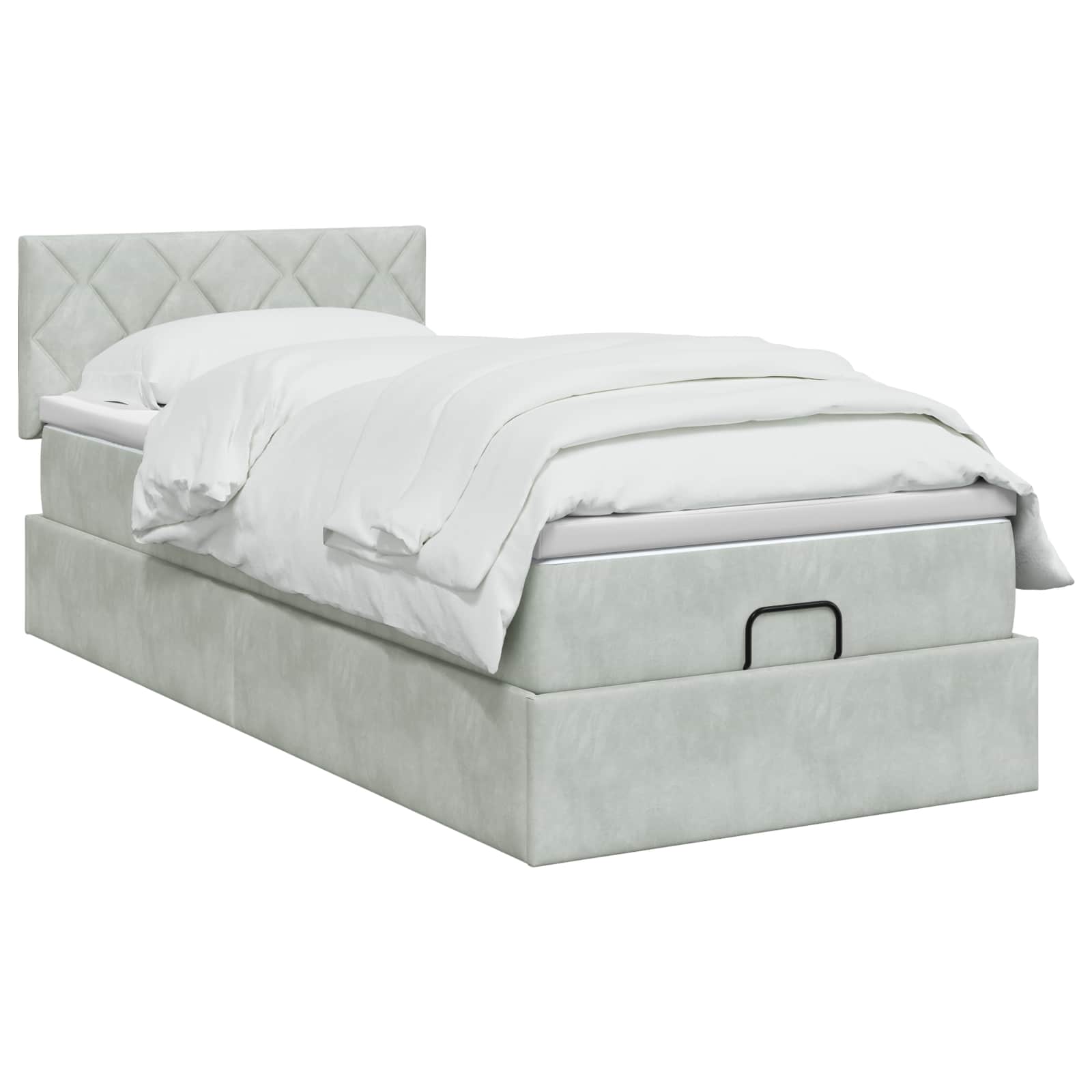 Ottoman Bed met Matrassen en LED Lichtgrijs 90 x 200 cm fluweel
